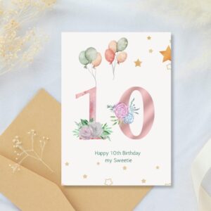 10th year birthday card