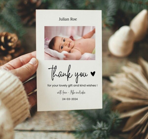 Baby shower thank you cards with photo