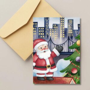 Santa watercolor xmas card