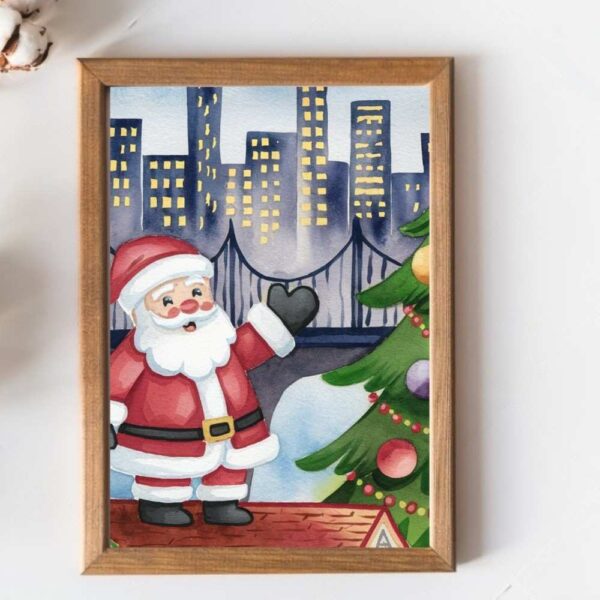 Santa Watercolor Xmas card - Image 3